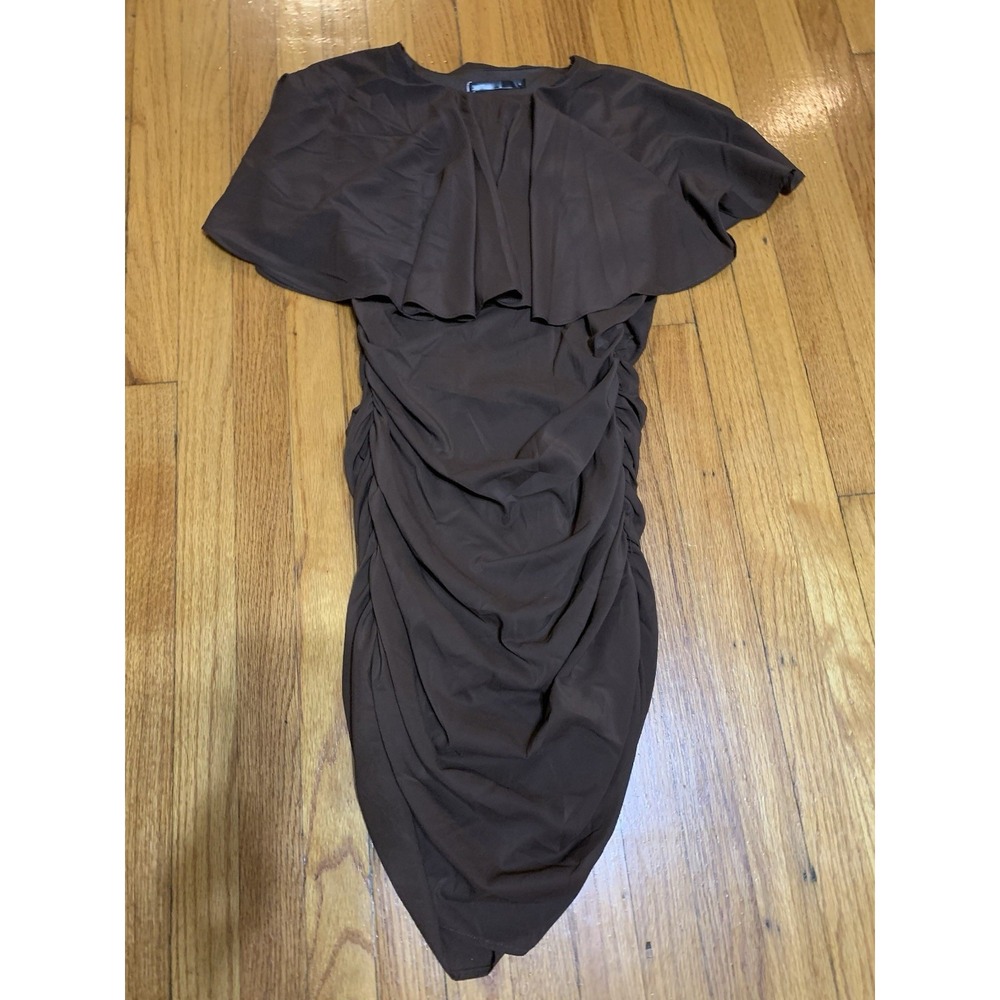 Salty Brown Ruched Tube Dress with Zip Closure Womens Size Large